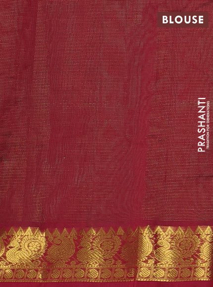 Silk cotton saree green and maroon with allover vairosi pattern and zari woven border