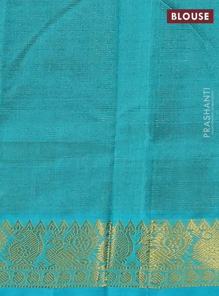 Silk cotton saree maroon and teal blue with allover vairosi pattern and zari woven border