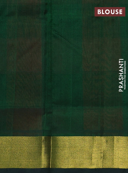 Silk cotton saree red and green with allover paalum pazhamum checked pattern & paisley zari woven buttas and zari woven border