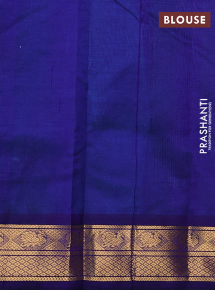 silk cotton saree teal blue and blue with zari woven buttas and zari woven border