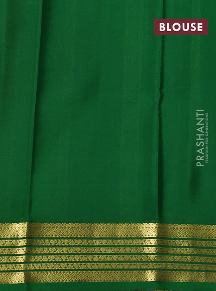 Pure mysore silk saree deep jamun and green with plain body and zari woven border