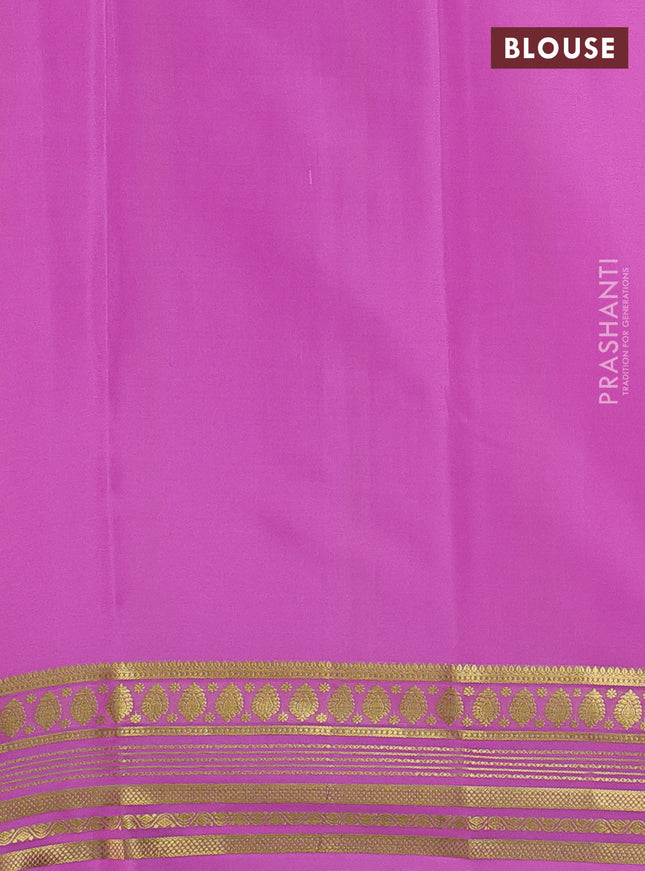 Pure mysore silk saree red and light pink with plain body and zari woven border