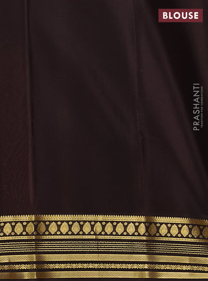 Pure mysore silk saree sandal and deep jamun with plain body and zari woven border