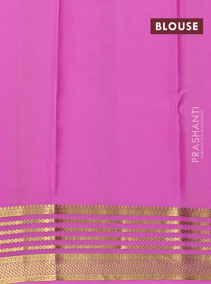 Pure mysore silk saree red and pastel pink with plain body and zari woven border