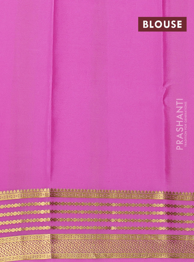 Pure mysore silk saree red and pastel pink with plain body and zari woven border