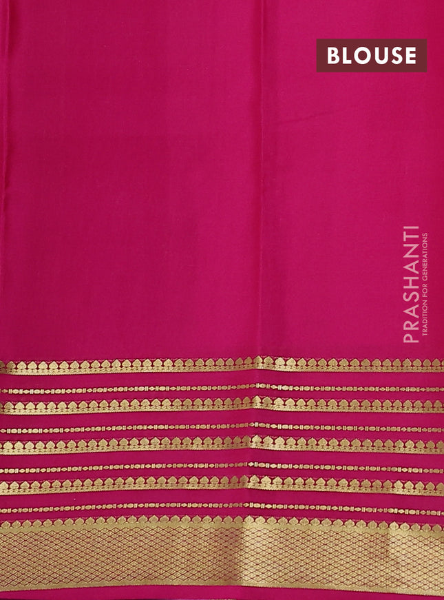 Pure mysore silk saree light pink and pink with plain body and long zari woven border