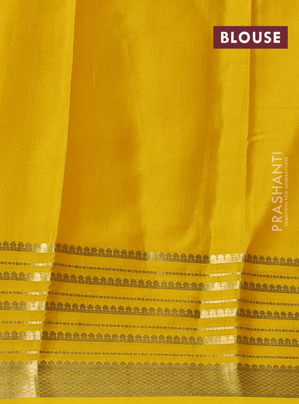 Pure mysore silk saree rust shade and yellow with plain body and long zari woven border