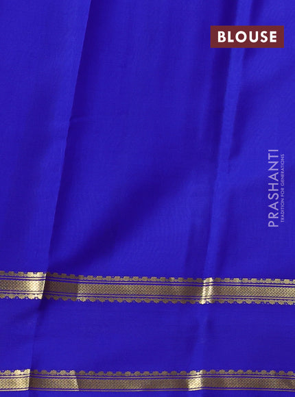 Pure mysore silk saree reddish pink and blue with allover zari woven checked pattern and rettapet zari woven border