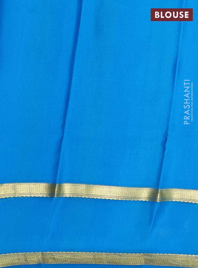 Pure mysore silk saree purple and cs blue with allover small zari woven checked pattern and rettapet zari woven border