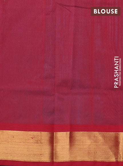 Silk cotton saree teal blue and red with allover zari woven buttas and zari woven border