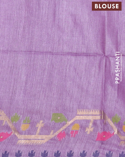 Munga tussar silk saree lavender with thread woven buttas and woven border