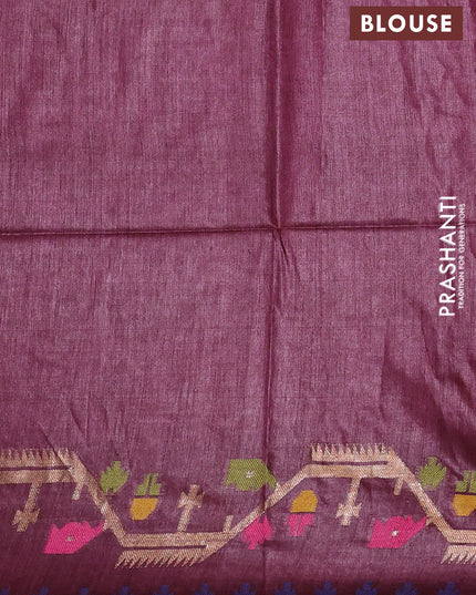 Munga tussar silk saree deep maroon with thread woven buttas and woven border