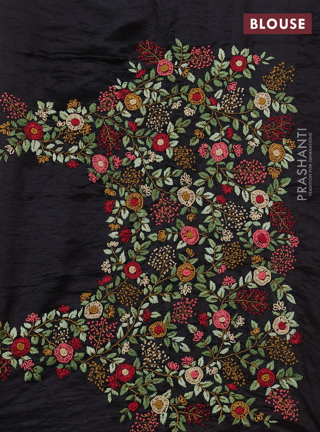 Pure tussar silk saree pink and black with allover zari checks and zari woven border