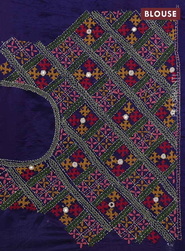 Pure tussar silk saree maroon and navy blue with allover zari checks and zari woven border