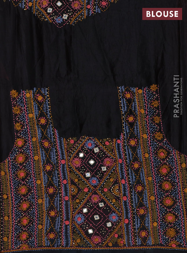 Pure tussar silk saree pink and black with allover zari checks and zari woven border