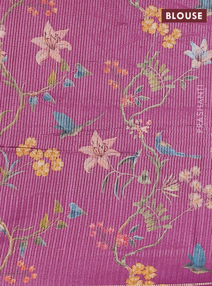 Semi tussar saree mustard yellow and magenta pink with allover silver & gold zari weaves and simple zari border