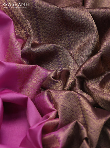 Pure kanchipuram silk saree light pink and pastel pink with zari woven buttas and long rettapet zari woven border