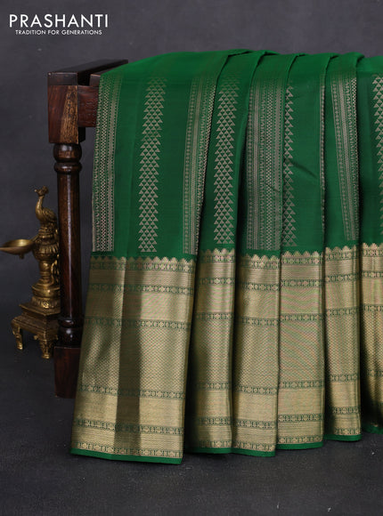 Pure kanchipuram silk saree green and pastel pink with allover zari weaves and long rich zari woven border