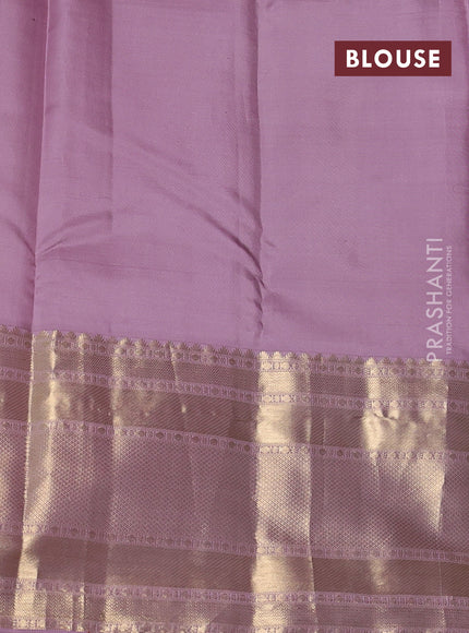 Pure kanchipuram silk saree green and pastel pink with allover zari weaves and long rich zari woven border