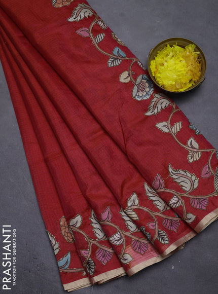 Kota saree pink with kalamkari applique work
