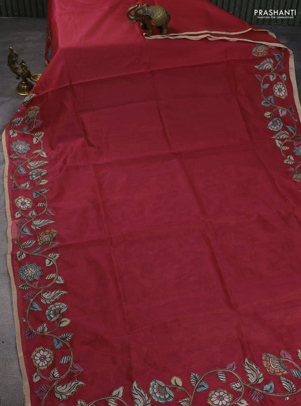 Kota saree pink with kalamkari applique work