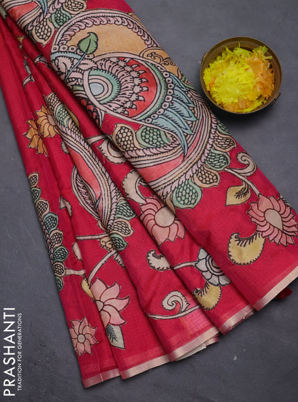 Kota saree pink with kalamkari applique work