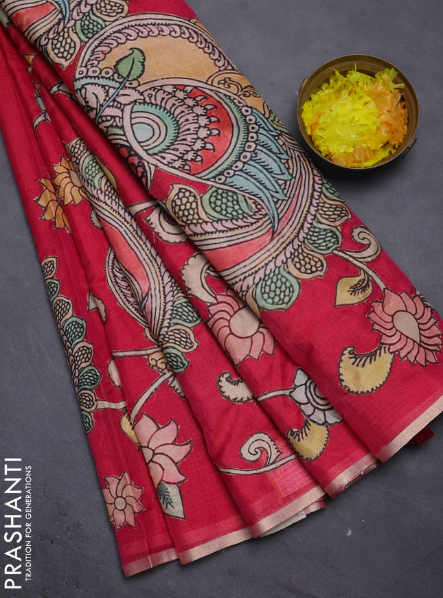 Kota saree pink with kalamkari applique work