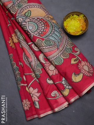 Kota saree pink with kalamkari applique work