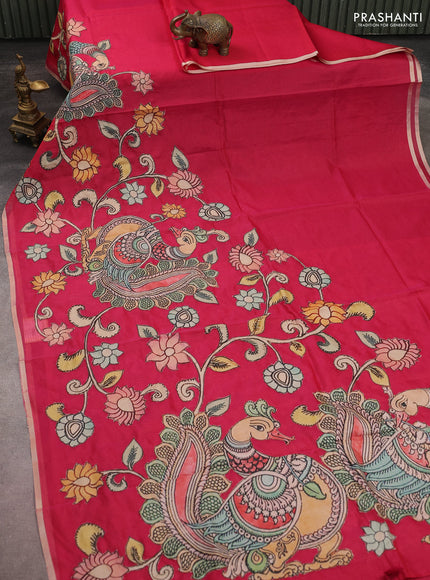Kota saree pink with kalamkari applique work