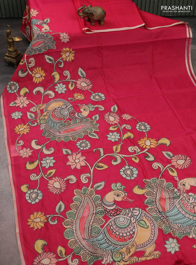 Kota saree pink with kalamkari applique work