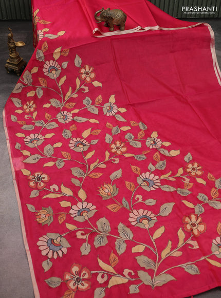 Kota saree pink with kalamkari applique work