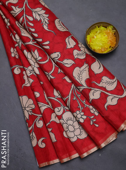 Kota saree red with kalamkari applique work