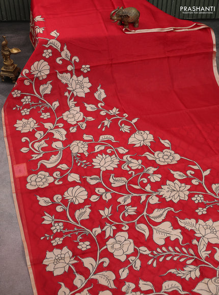 Kota saree red with kalamkari applique work