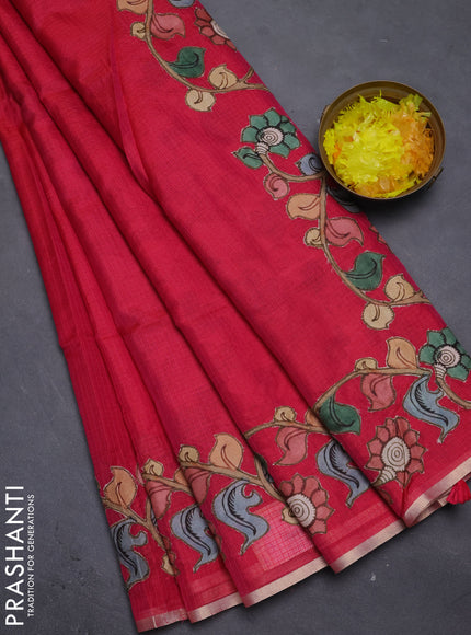 Kota saree pink with kalamkari applique work