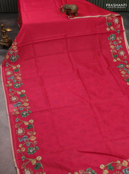 Kota saree pink with kalamkari applique work