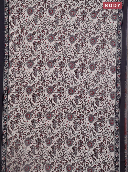 Jaipur cotton saree maroon and black with allover prints and printed border