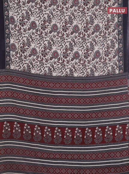 Jaipur cotton saree maroon and black with allover prints and printed border