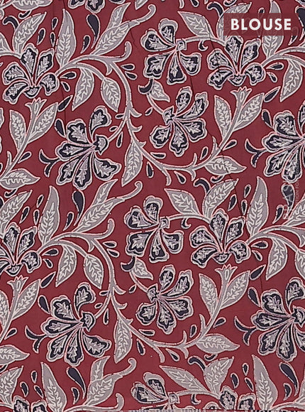 Jaipur cotton saree maroon and black with allover prints and printed border