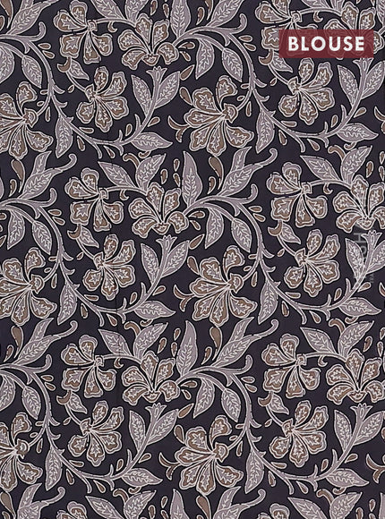 Jaipur cotton saree beige and black with allover prints and printed border