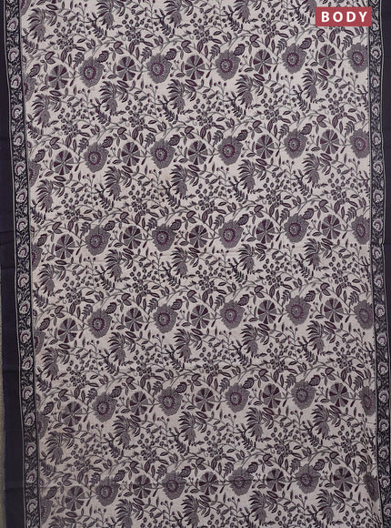 Jaipur cotton saree beige and black with allover prints and printed border