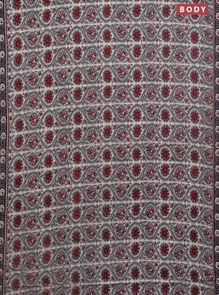 Jaipur cotton saree maroon and black with allover prints and printed border