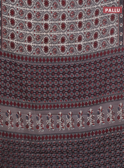 Jaipur cotton saree maroon and black with allover prints and printed border