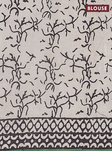 Jaipur cotton saree beige rust shade and green black with allover kalamkari prints and printed border