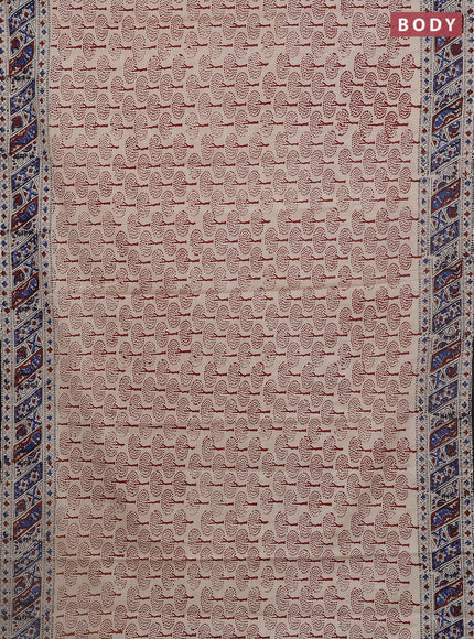 Jaipur cotton saree beige rust shade and black with allover prints and printed border