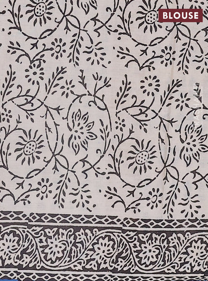 Jaipur cotton saree blue and black with allover kalamkari prints and printed border