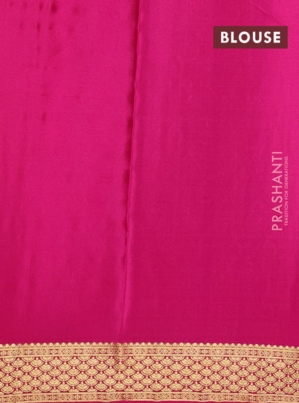 Pure mysore silk partly saree deep violet and pink with allover zari woven checked pattern and zari woven border
