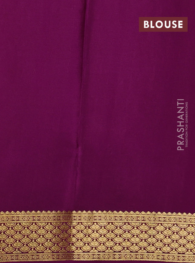 Pure mysore silk partly saree lavender and purple with allover zari woven checked pattern and zari woven border