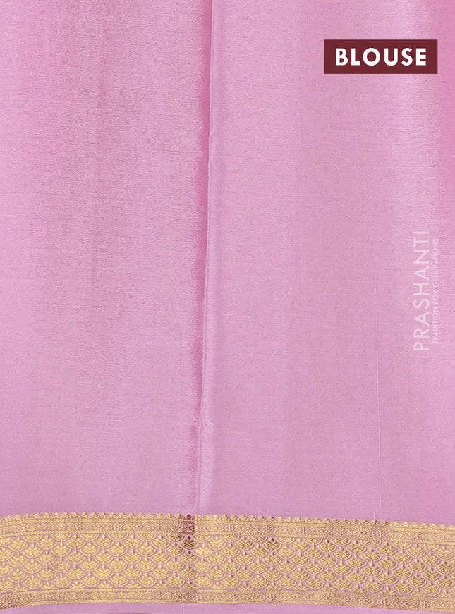 Pure mysore silk partly saree red and baby pink with allover zari woven checked pattern and zari woven border