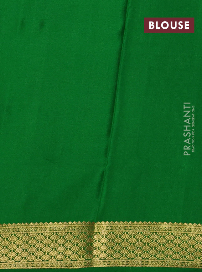 Pure mysore silk partly saree pink shade and green with allover zari woven checked pattern and zari woven border