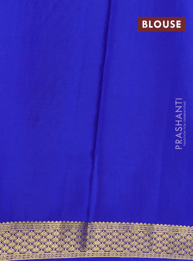 Pure mysore silk partly saree teal blue and blue with allover zari woven checked pattern and zari woven border